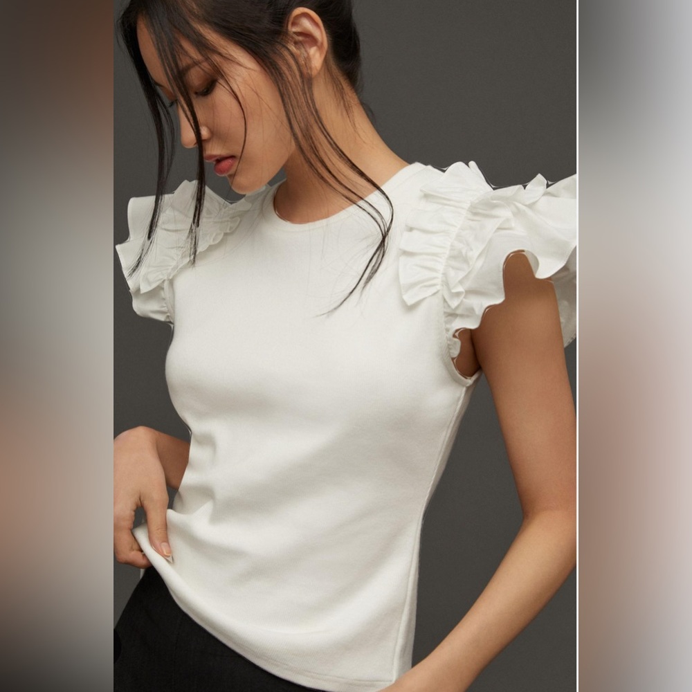 Anthropologie ribbed flowy sleeve top